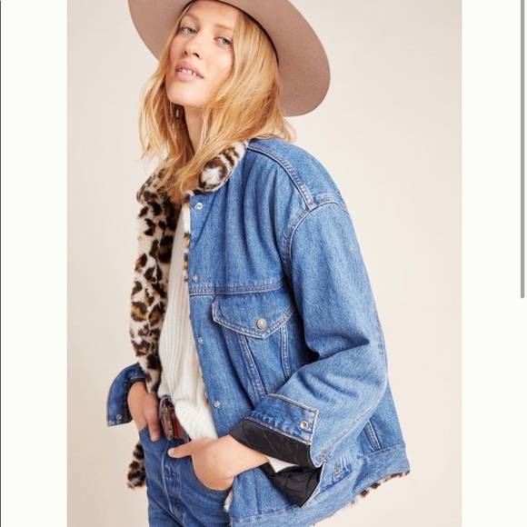Levis Leopard Fleece Denim Jacket 